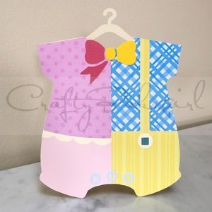 Handmade Baby Shower Card Twins Baby Girl Twins Baby Boy Blank Card Cream Hanger